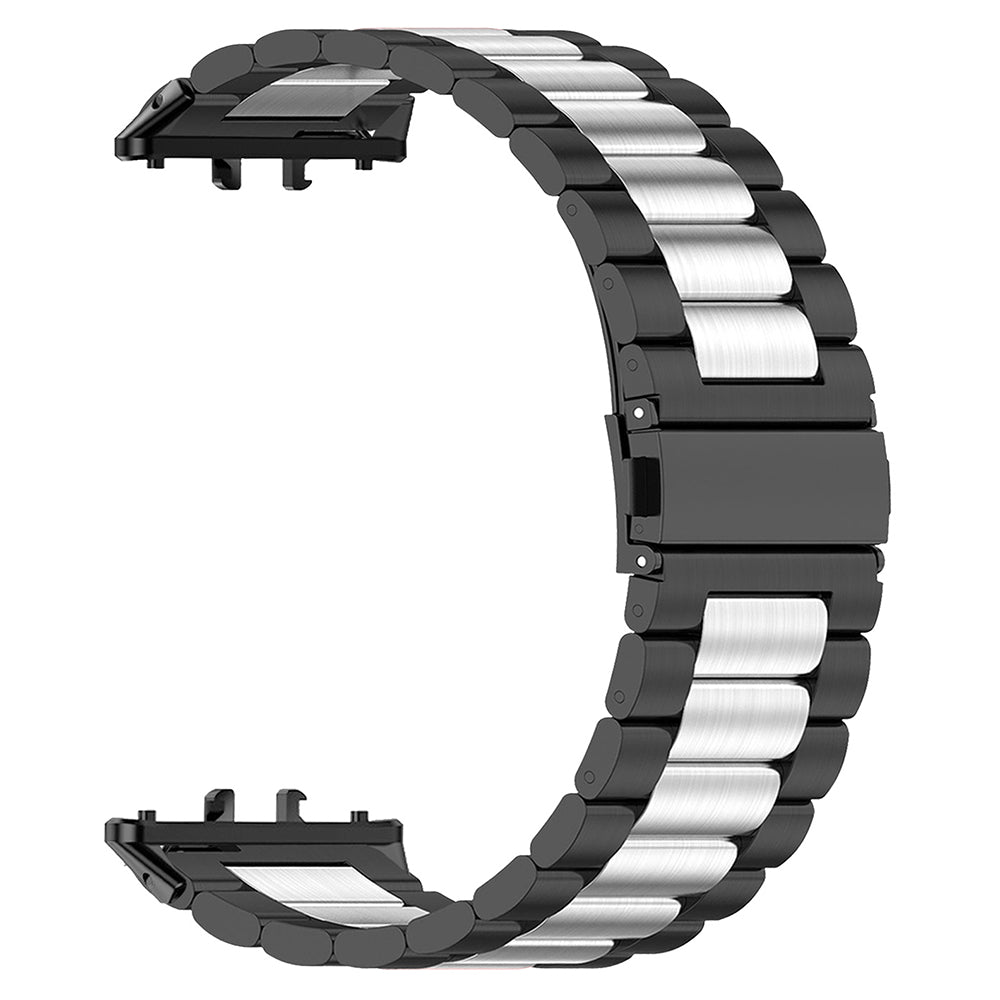 For Samsung Galaxy Fit3 Quick Release Watch Strap Stainless Steel Watchband - Black / Red / Black For Samsung Galaxy Fit3 Quick Release Watch Strap Stainless Steel Watchband - Black / Red / Black